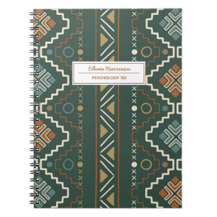 Tribal Mudcloth Aztec Name and Subject Notebook