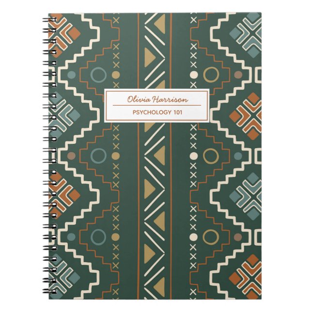 Tribal Mudcloth Aztec Name and Subject Notebook (Front)