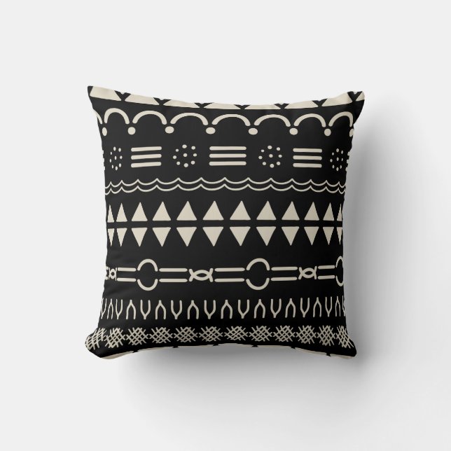 Tribal Mudcloth pattern throw Cushion (Front)