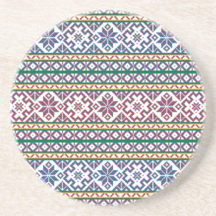 Tribal Multicolored ancient symbol folk art design Coaster