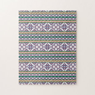 Tribal Multicolored ancient symbol folk art design Jigsaw Puzzle