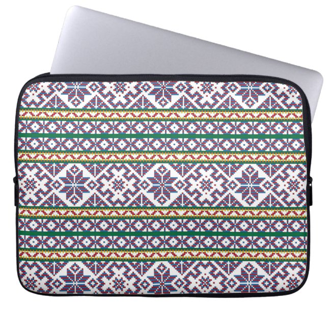 Tribal Multicolored ancient symbol folk art design Laptop Sleeve (Front)