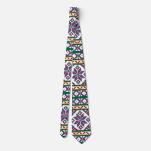 Tribal Multicolored ancient symbol folk art design Tie