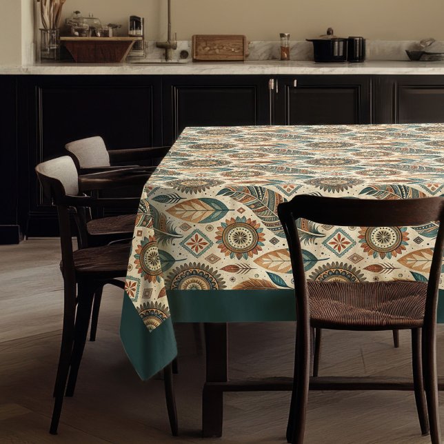 Tribal Native Ethnic pastel earthy colours feather Tablecloth (Tribal Native Ethnic pastel earthy colors feathers Tablecloth)