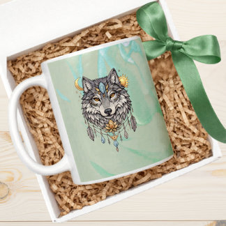 Tribal Native Wolf Spirit Totem Boho Spiritual Coffee Mug
