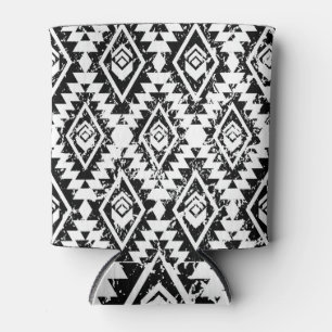 Tribal Navajo: black white geometric. Can Cooler