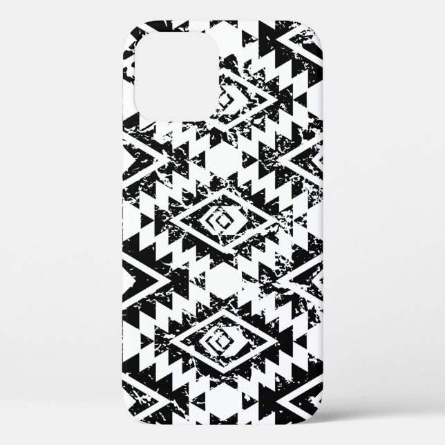 Tribal Navajo: black white geometric. Case-Mate iPhone Case (Back)