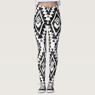 Tribal Navajo: black white geometric. Leggings
