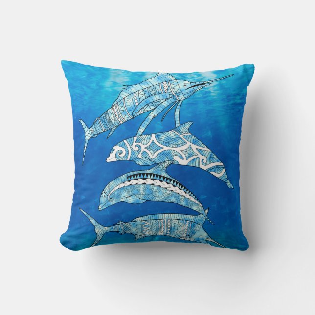 Tribal Ocean Animals Cushion (Front)