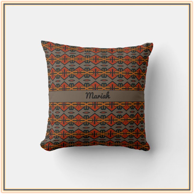Tribal Orange and Gold Pattern Cushion (Creator Uploaded)