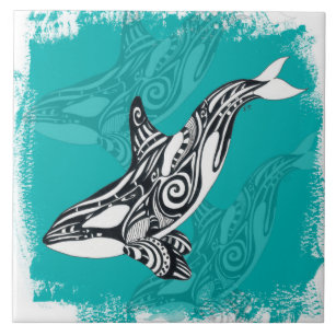Tribal Orca Brushed Teal Tile