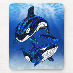 Tribal Orca Killer Whales Mouse Pad