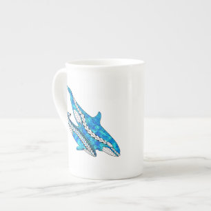 Tribal Orca Whales Bone China Mug