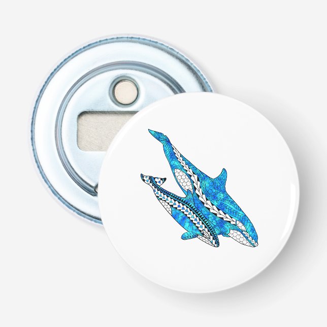 Tribal Orca Whales Bottle Opener (Front)