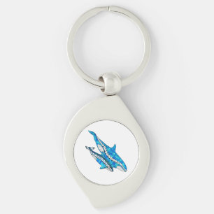 Tribal Orca Whales Key Ring