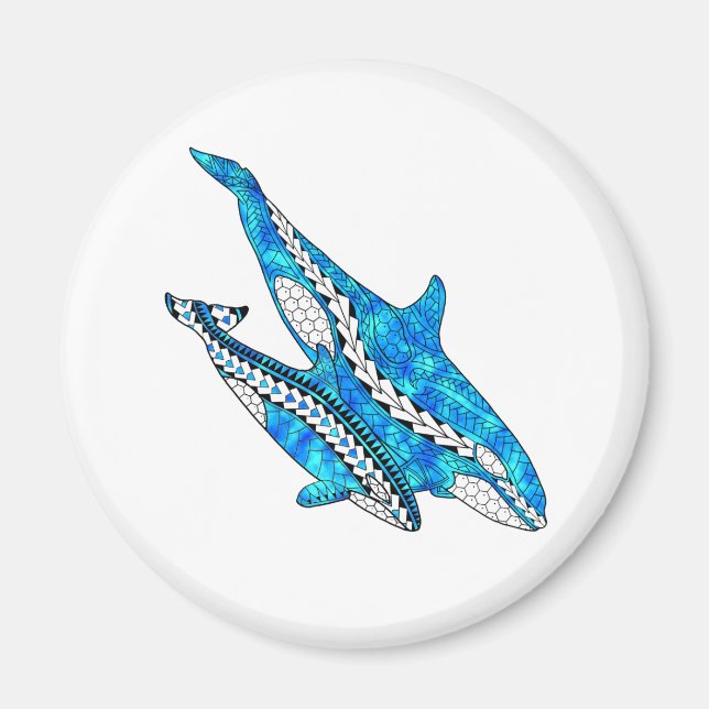 Tribal Orca Whales Magnet (Front)
