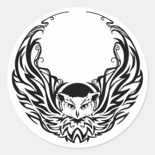 Tribal Owl Classic Round Sticker