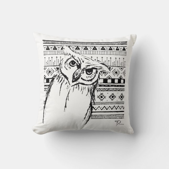 Tribal Owl Design Cushion (Front)