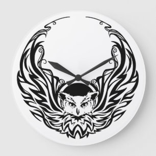 Tribal Owl Large Clock