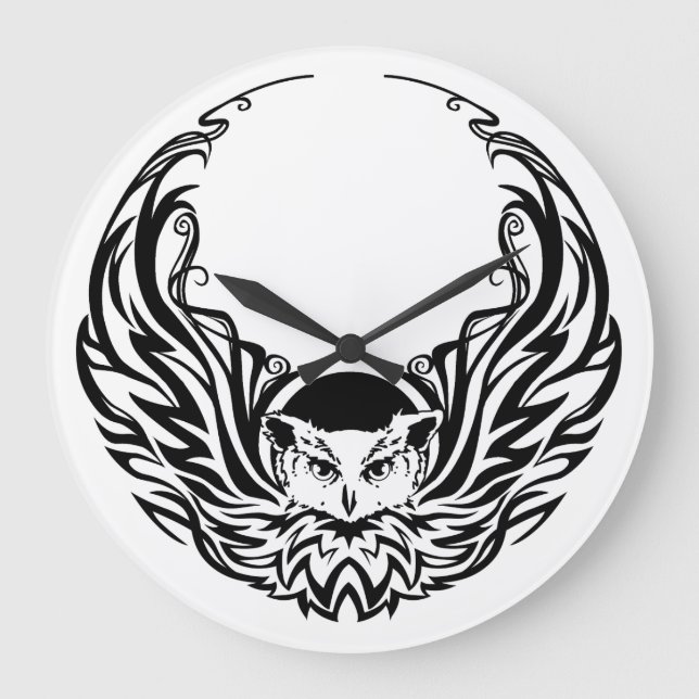 Tribal Owl Large Clock (Front)
