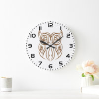 Tribal Owl Line Art Modern Brown Abstract