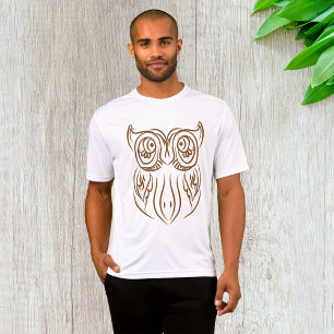 Tribal Owl Line Art Modern Brown Abstract T-Shirt
