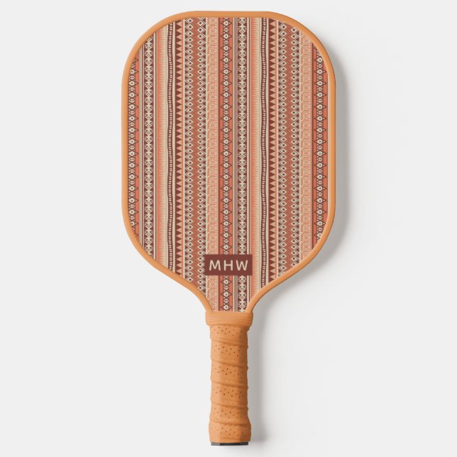 Tribal pattern custom monogram pickleball paddle (Front)