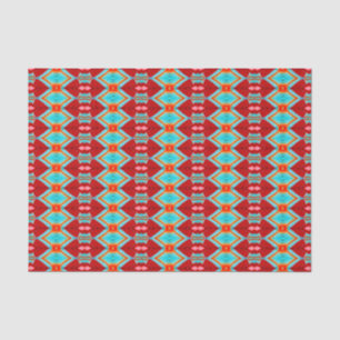 Tribal Pattern Red Teal Pink Art Decoupage Tissue Paper