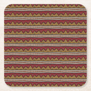 Tribal pattern square paper coaster
