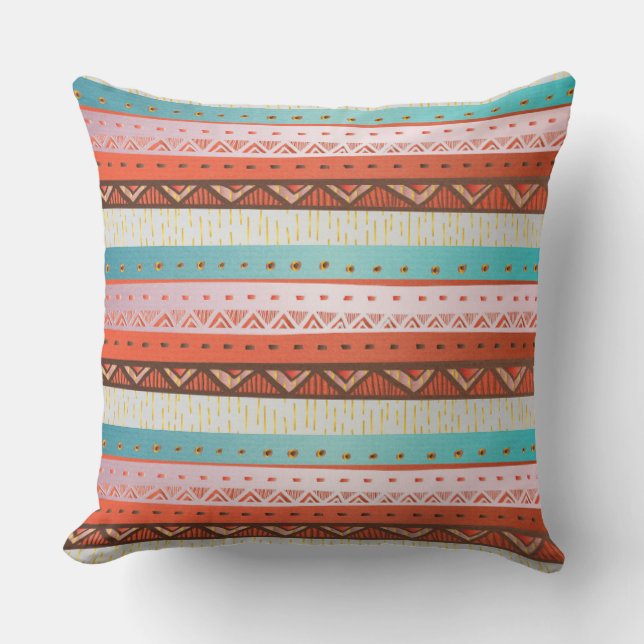Tribal Pattern Throw Pillow (Front)