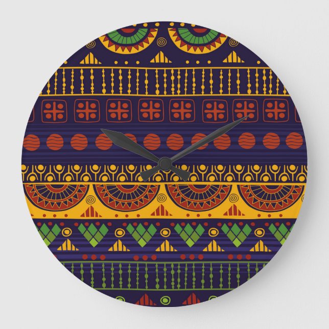 Tribal pattern, versatile for various uses. large clock (Front)