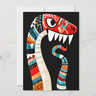 Tribal Patterned Snake with Bold Colours and Sharp Invitation