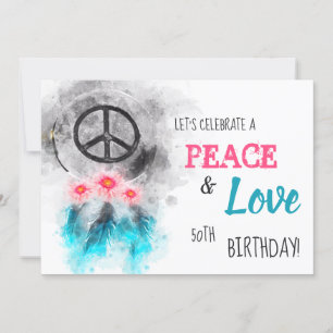 *~ Tribal Peace & Love Hippie Birthday Rustic Invitation