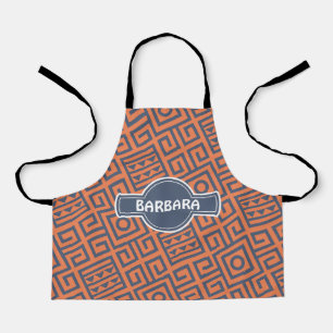 Tribal Peach Blue Minimal Pattern Apron