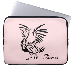 Tribal Pelican Art on Pink Laptop Sleeve