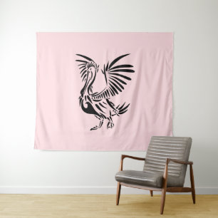 Tribal Pelican Art on Pink Tapestry