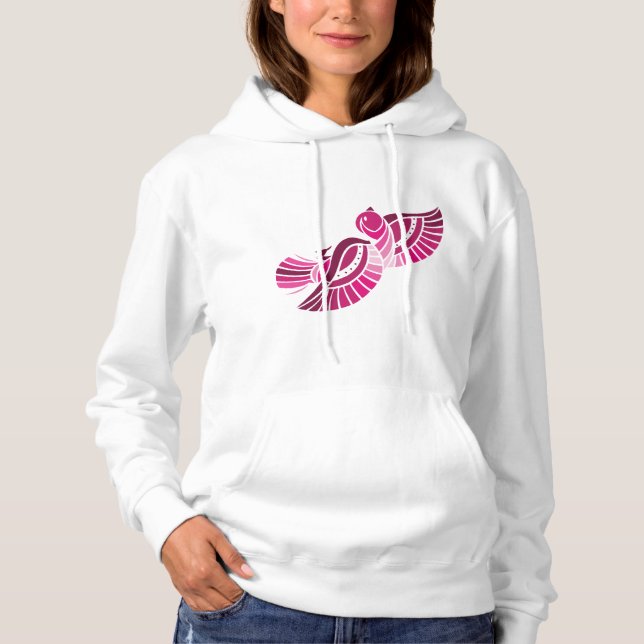 Tribal Pink Bird Stylized Magenta Phoenix Hoodie (Front)