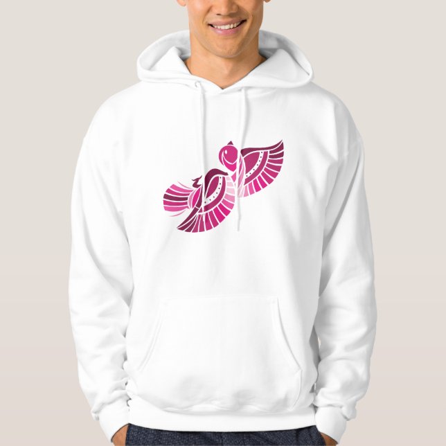 Tribal Pink Bird Stylized Magenta Phoenix Hoodie (Front)