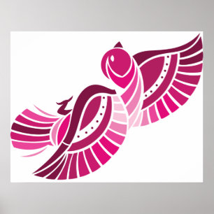 Tribal Pink Bird Stylized Magenta Phoenix Poster
