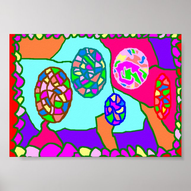 Tribal primitive art poster in vivid colours (Front)