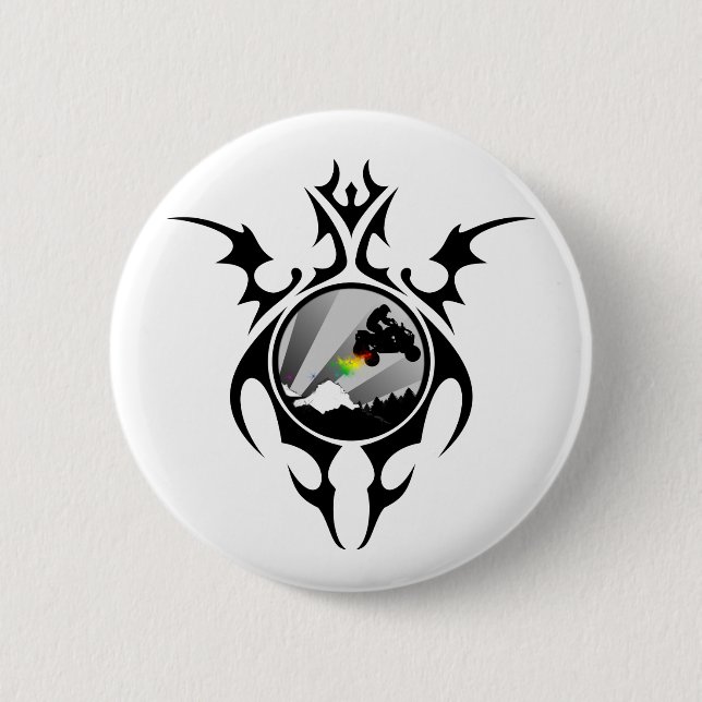 tribal quads 6 cm round badge (Front)
