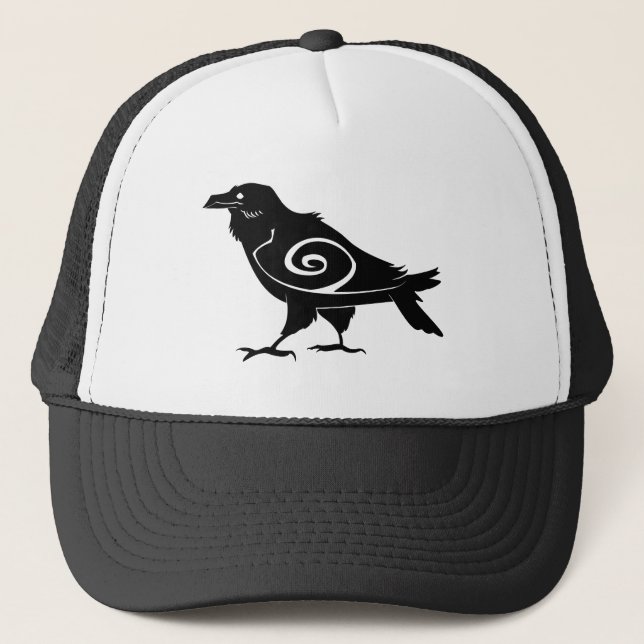 Tribal Raven Baseball Cap Hat (Front)