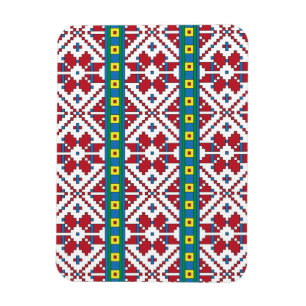 Tribal red, blue, and white star geometric pattern magnet