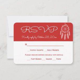 Tribal Red RSVP Native American Dream Catcher Card