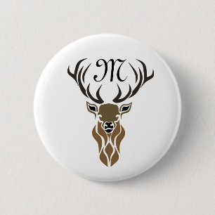 Tribal Red Stag Monogram 6 Cm Round Badge