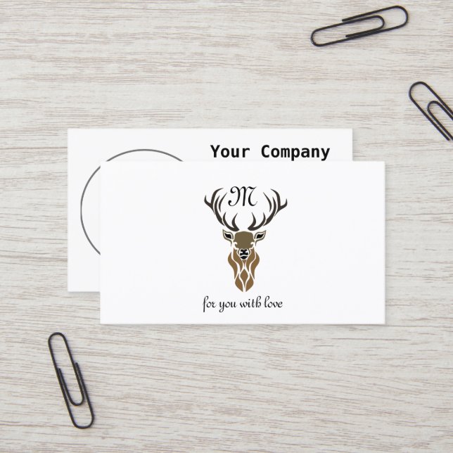 Tribal Red Stag Monogram Business Card (Front/Back In Situ)