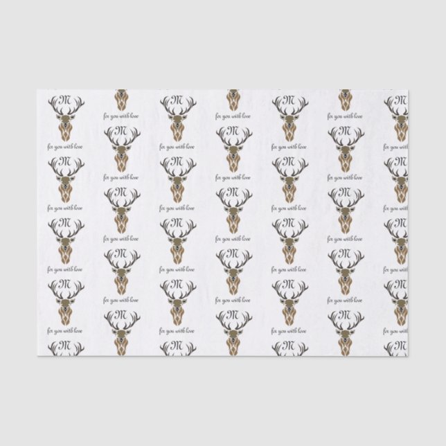 Tribal Red Stag Monogram Tissue Paper (Front)