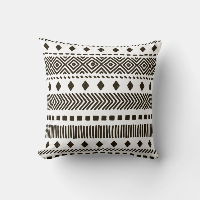 Tribal Rhythms: Ethnic Geometric Patterns Cushion (Front)