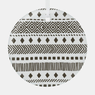Tribal Rhythms: Ethnic Geometric Patterns Glass Tree Decoration