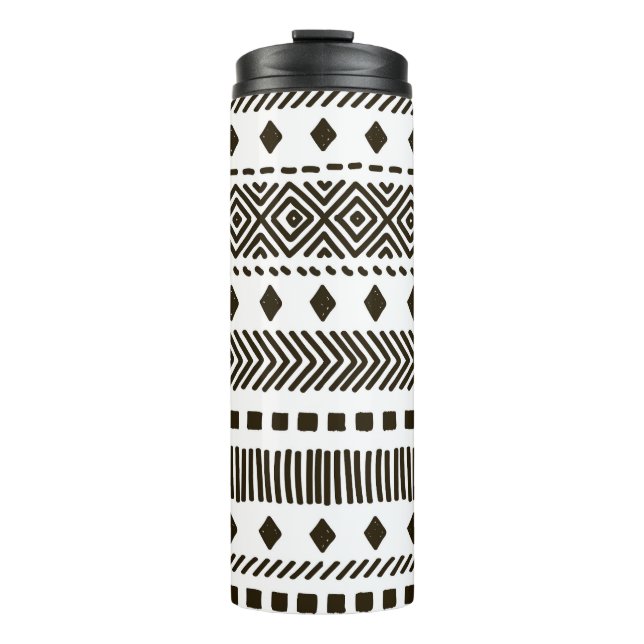 Tribal Rhythms: Ethnic Geometric Patterns Thermal Tumbler (Front)